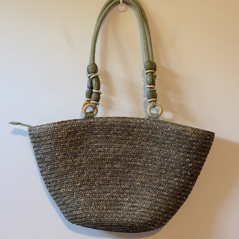 Sun and Sand Green Woven Tote/Beach  Bag